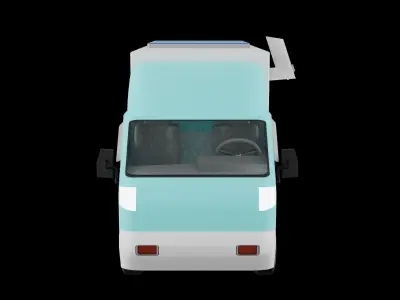 Food truck cartoon character with low-poly for commercial design Low-poly 3D model