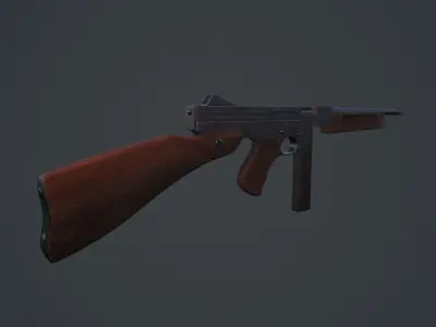Thompson submachine gun Free low-poly 3D model