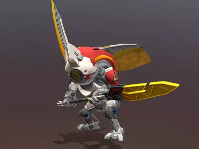 CYBORG-BEETLE-ROBOT Spear Wind Mill Attack 3D model