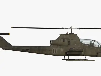AH1G Cobra US Army Attack Helicopter Game Ready PBR 8K Model Low-poly 3D model