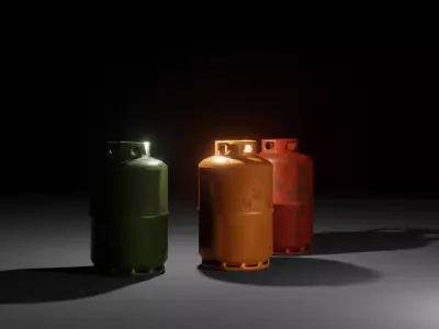 Gas Bottle with regulator 3D model Free low-poly 3D model