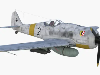 Focke - Wulf Fw 190 Warplane WW2 Low-poly 3D model