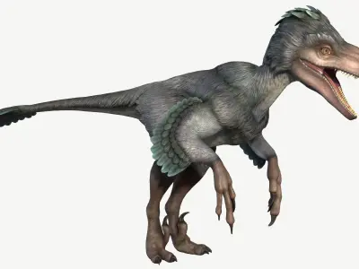 Deinonychus dinosaur Low-poly 3D model