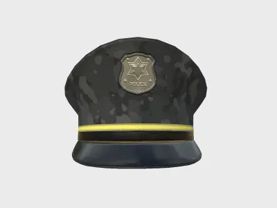Police Cap 07 Black Camouflage - Character Design Fashion Low-poly 3D model