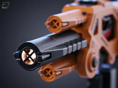 Sci-fi LMG Gun Low-poly 3D model