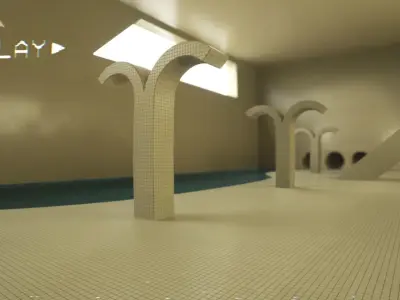 Backrooms - Poolrooms Modular Horror Environment - Unreal Engine Low-poly 3D model