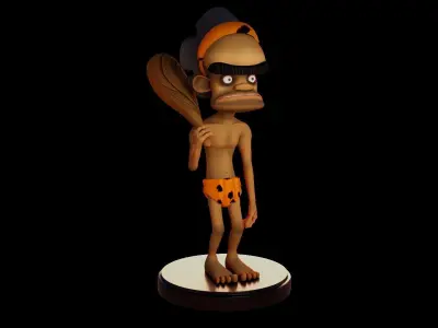 Cartoon Caveman Low-poly 3D model