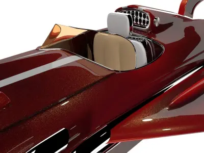 Rocket toy jet plane in maroon 3D model