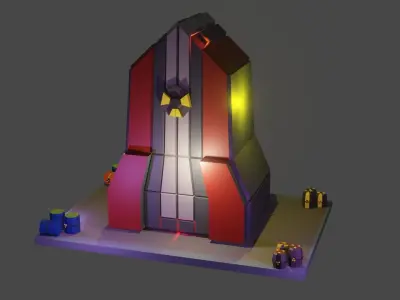 Nuclear Silo and Warhead Missile Ready to Fly Low-poly 3D model