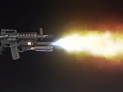 Under Barrel Flamethrower Low-poly 3D model