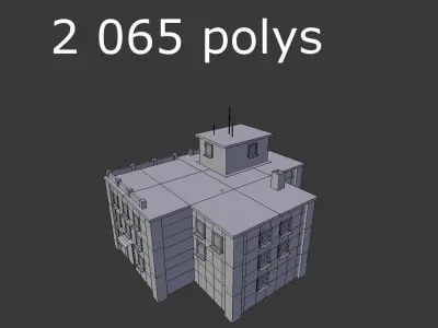 low poly building 2 Low-poly 3D model