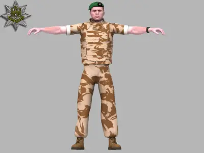 British Royal East Anglian Desert Rigged Soldier 3D model
