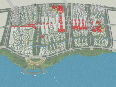 Urban highrise building building ancillary building commercial 3D model