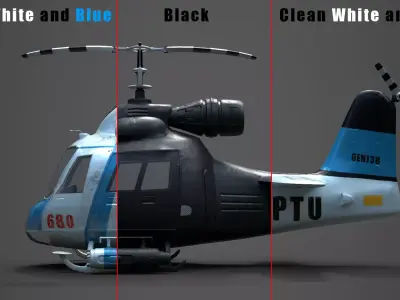 Low poly Game-ready cartoon Helicopter Low-poly 3D model