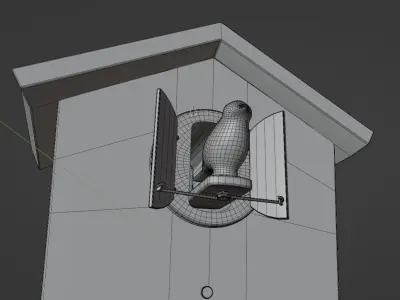 Wall Clock - Decoration Bird Wood Box 3D model