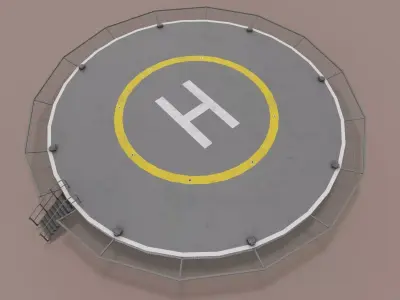 Helipad Round --321-- Low-poly 3D model
