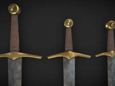 Dagger  Short sword and Longsword Low-poly 3D model
