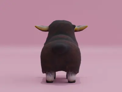 Baby yak Buffalo Bull Low-poly 3D model
