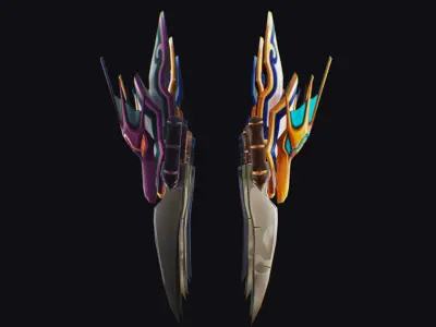 Claw Hand Dragon Face Claws Glove Blade Cutting Edged Wedge Low-poly 3D model