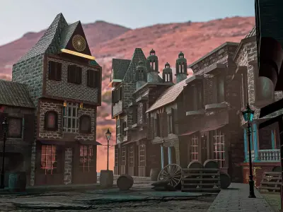FRENCH CITY 1800s Low-poly 3D model