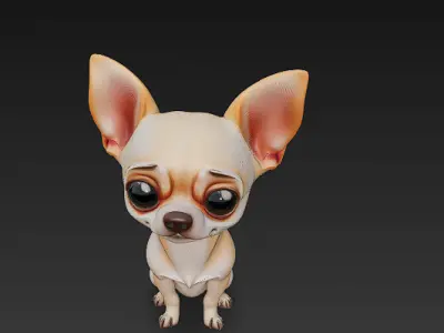 Chihuahua Puppy Dog Realistic 3D Model - Low Poly Realistic Low-poly 3D model