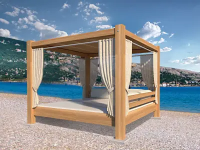 modern designed beach  garden pavilion 3dmodel Low-poly 3D model