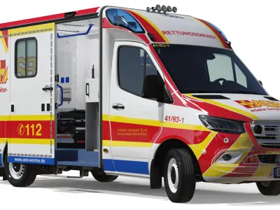 ASB Mercedes Sprinter Ambulance Rigged 3D model
