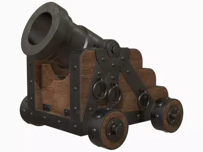 Cannon Mortar 1 Low-poly 3D model