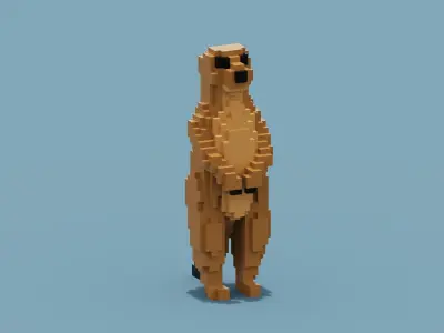 Voxel Meerkat Low-poly 3D model