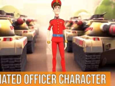 Animated Officer Character model pack Low-poly 3D model