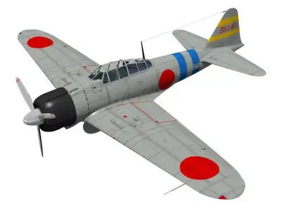 A6M2 Zero fighter Type 21  3D model
