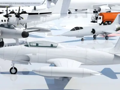 Lockheed T33 Shooting Star Static Low Poly Blank Trainer Low-poly 3D model