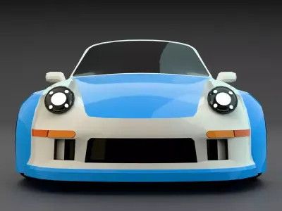  Porsche 911 Turbo Retro Sports Car  Low Poly Racing Vehicle Low-poly 3D model