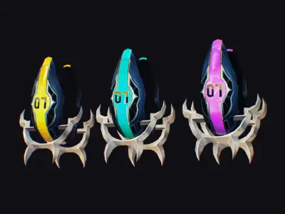 Claw Hand Futuristic Claws Glove Weapon Blade Low-poly 3D model