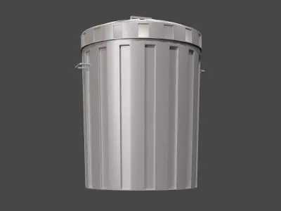metal dustbin Free low-poly 3D model