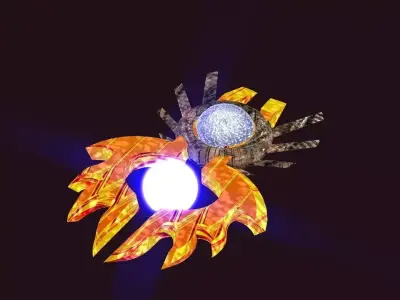 Bladed Crown Energy Ball Spaceship Low-poly 3D model