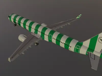 Condor airlines airbus a321neo yellow and green low poly  Low-poly 3D model
