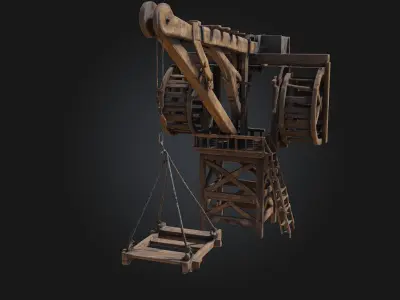 Medieval Treadwheel Crane  Engineering Marvel of the Middle Ages 3D model