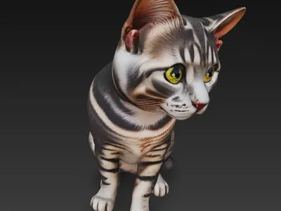 Cat Realistic 3D Model Basic - Low Poly Realistic Low-poly 3D model