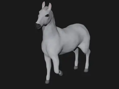 White Horse Stallion fully rigged low poly Low-poly 3D model
