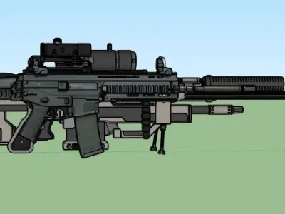 4 rifles gun with different parts Free 3D model