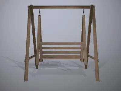 Wooden Swing Chair 3D model
