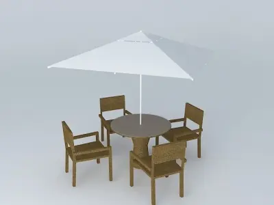 Table with chairs and ombrelone Free 3D model