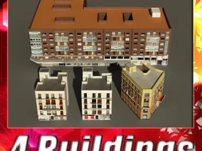 Building Collection 57-60 Low-poly 3D model