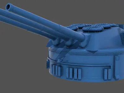 381mm WW2 Italian turret n3 - Commercial license - 1-200 scale 3D print model