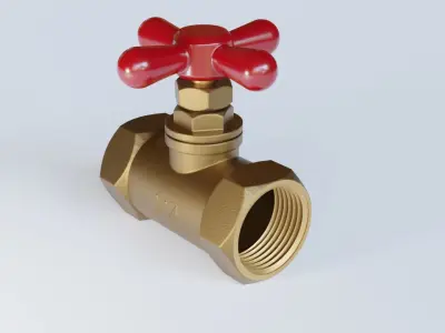 Valve brass with handle Low-poly 3D model