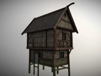 Medieval lake village - House 16 Low-poly 3D model