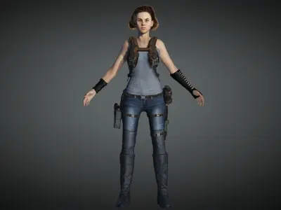 AAA Military Female Character 02 Low-poly 3D model