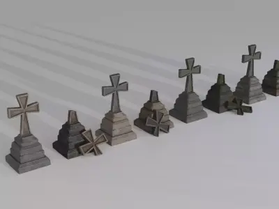 Hand Sculpted cemetery gravestones part 5 Low-poly 3D model