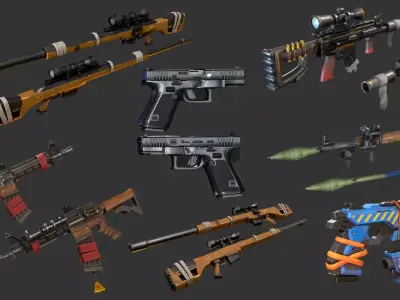  Weapons PBR Collection Low-poly 3D model